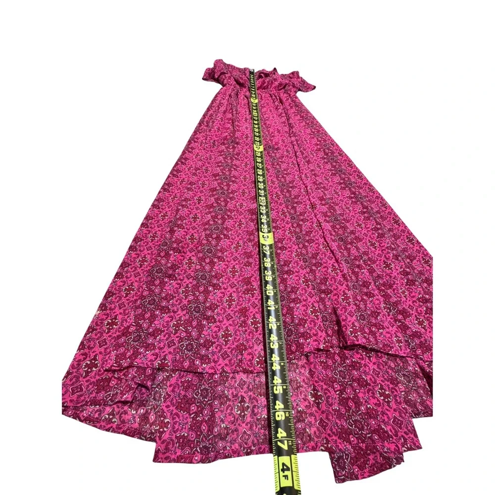 Hollister Maxi Dress Strapless Size M Pink All Over Floral Boho Flowy Indie Y2K - Picture 6 of 7